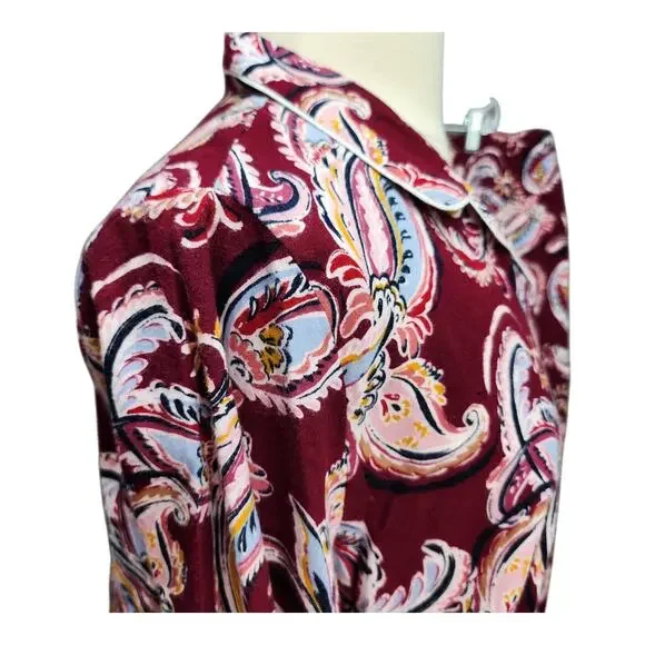 NWOT Liz Claiborne Women's XXLARGE Pajama Set Burgundy Paisley Sleep Lounge Wear - Picture 5 of 16
